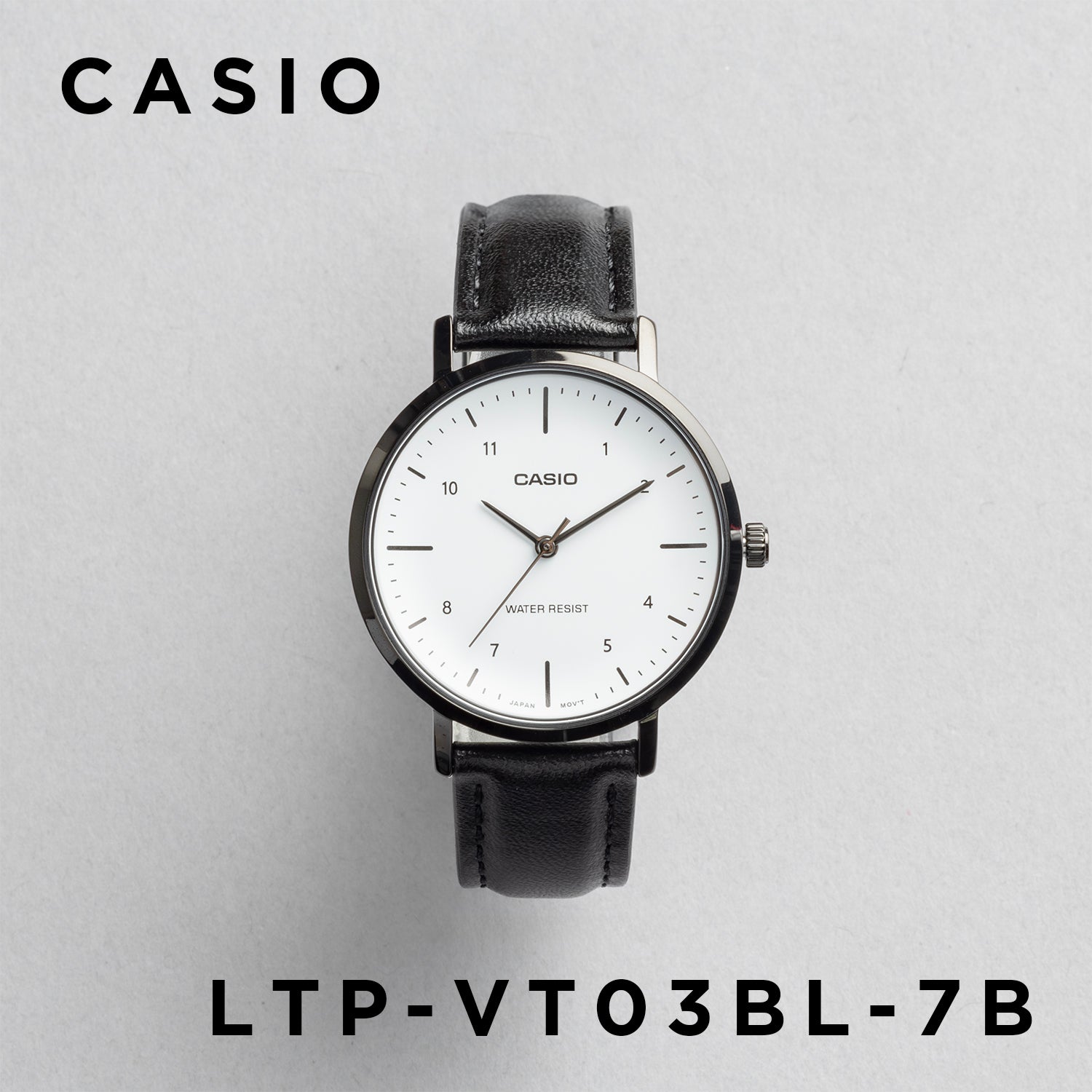 CASIO カシオ LTP-VT03BL-7B ブラック ホワイト文字盤 アナログ レディース 腕時計  正面