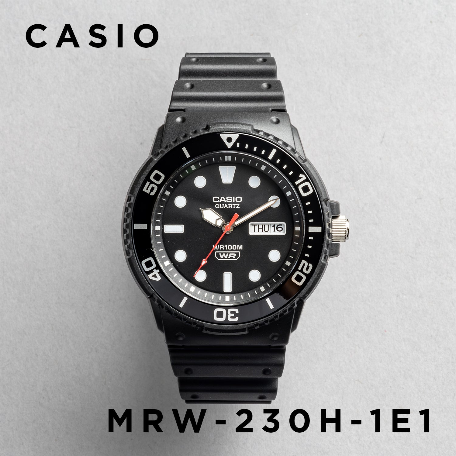 CASIO カシオ MRW-230H-1E1 ブラック ブラック文字盤 アナログ メンズ 腕時計 正面