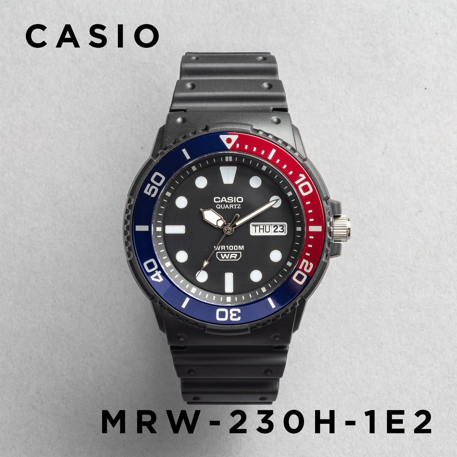 CASIO カシオ MRW-230H-1E2 ブラック ブラック文字盤 アナログ メンズ 腕時計 正面