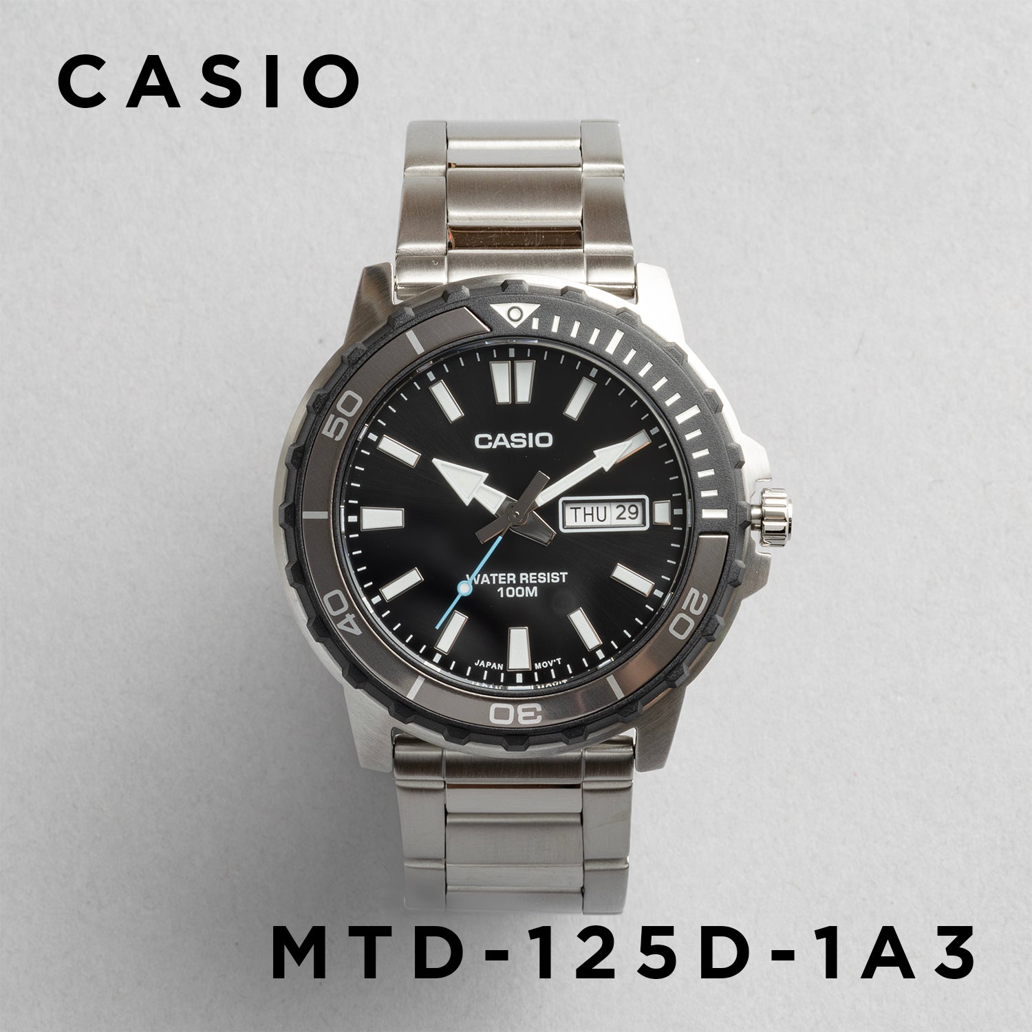 CASIO カシオ MTD-125D-1A3 シルバー ブラック文字盤 アナログ メンズ 腕時計
