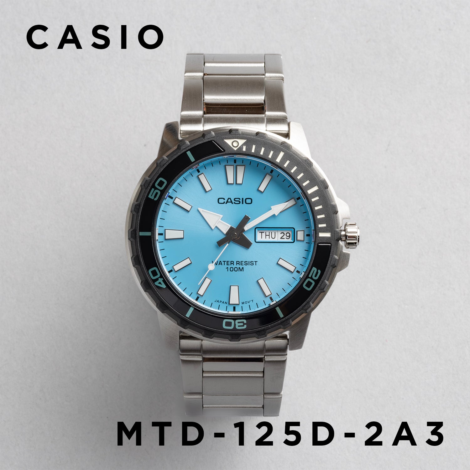 CASIO カシオ MTD-125D-2A3 シルバー ブルー文字盤 アナログ メンズ 腕時計