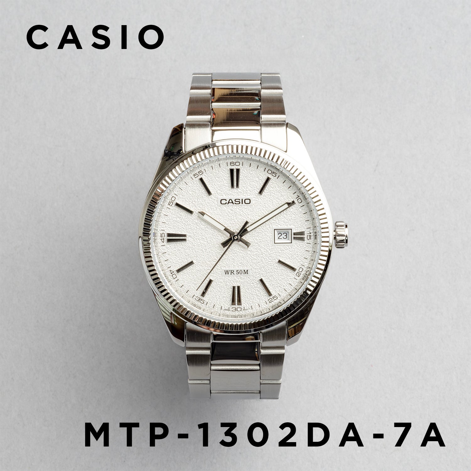 CASIO カシオ MTP-1302DA-7A シルバー シルバー文字盤 アナログ メンズ 腕時計 正面