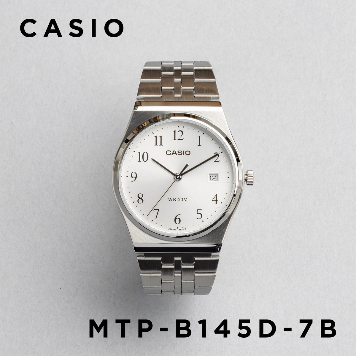 CASIO カシオ MTP-B145D-7B シルバー シルバー文字盤 アナログ メンズ 腕時計 正面