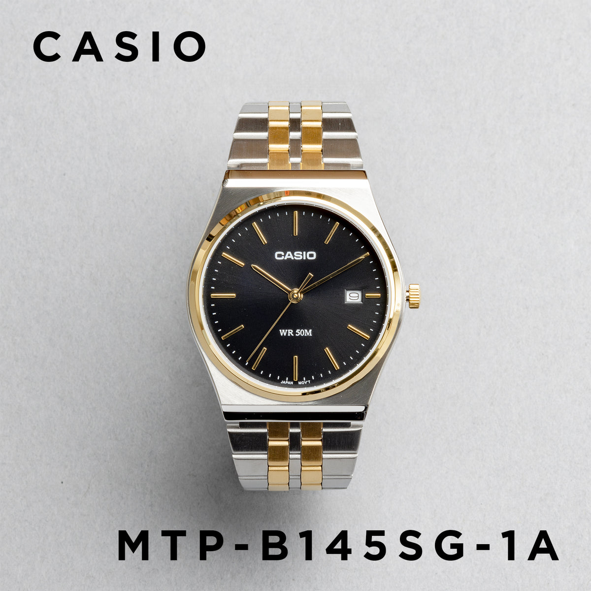 CASIO カシオ MTP-B145SG-1A シルバー ブラック文字盤 アナログ メンズ 腕時計 正面