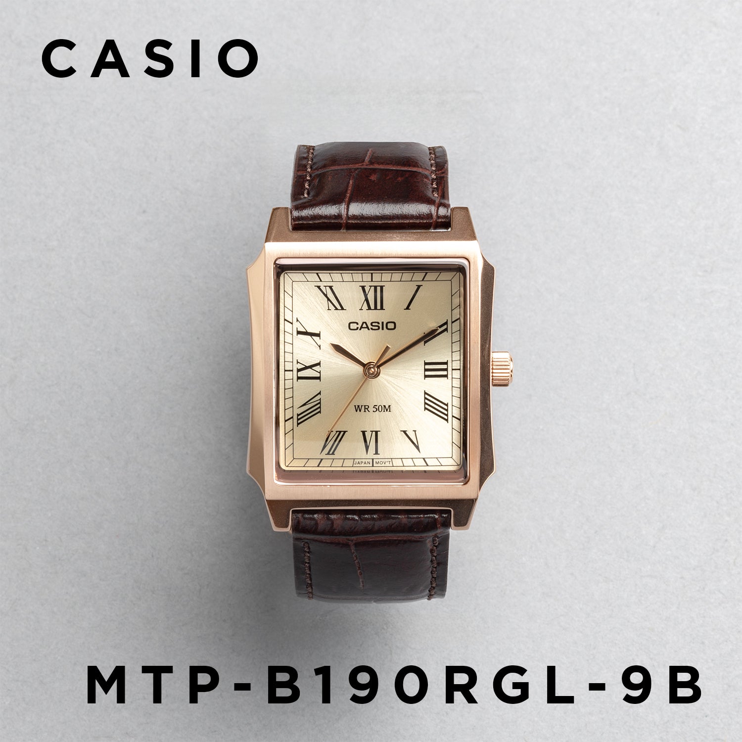 CASIO カシオ MTP-B190RGL-9B ブラウン ゴールド文字盤 アナログ メンズ 腕時計 正面