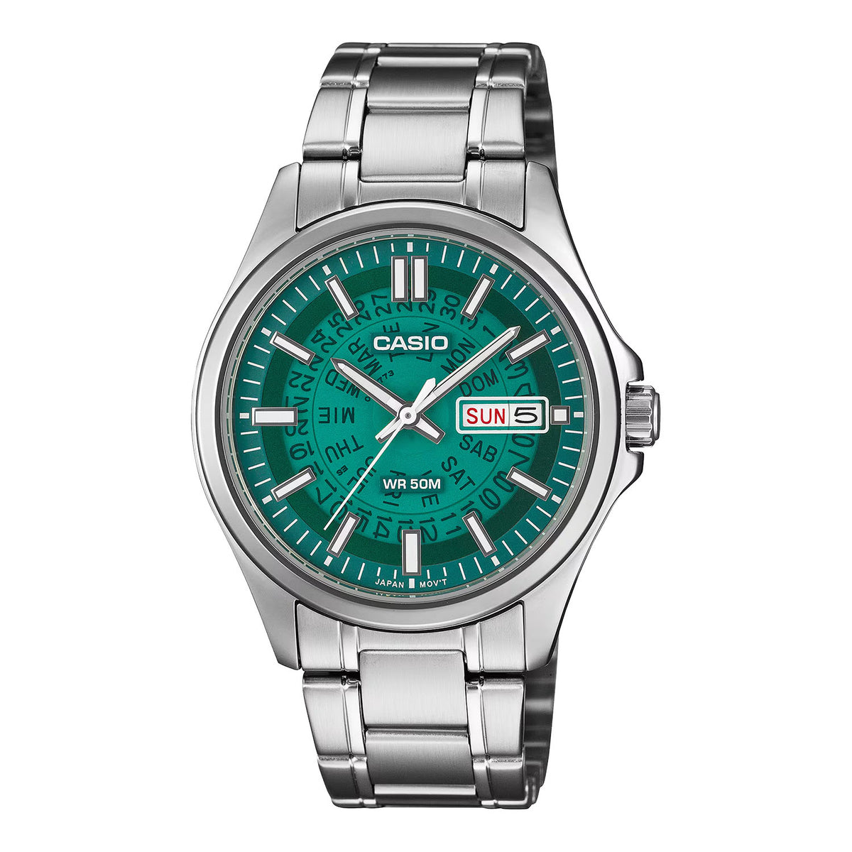 CASIO カシオ MTP-E740-3A シルバー グリーン文字盤 アナログ メンズ 腕時計