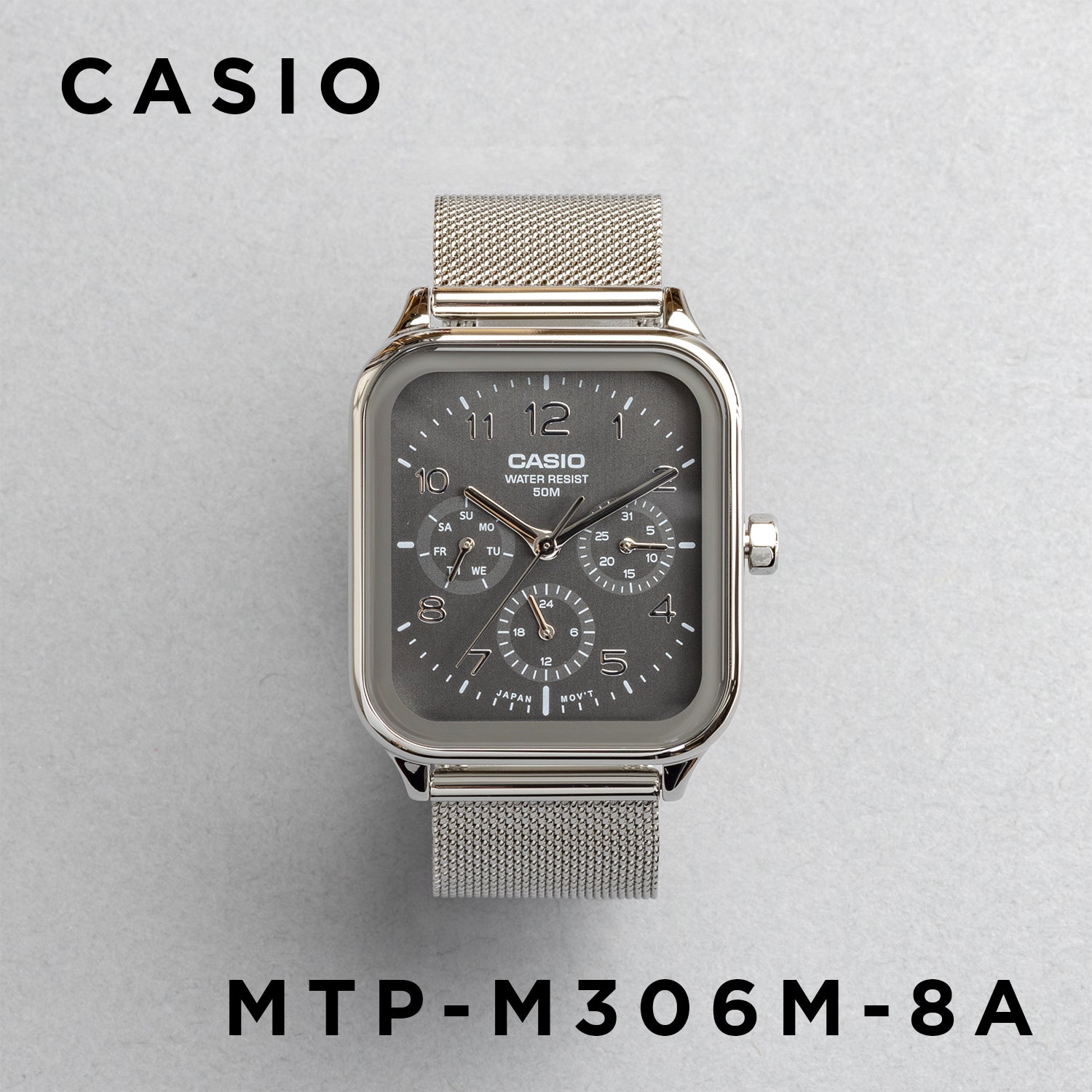 CASIO カシオ MTP-M306M-8A シルバー グレー文字盤 アナログ メンズ 腕時計 正面