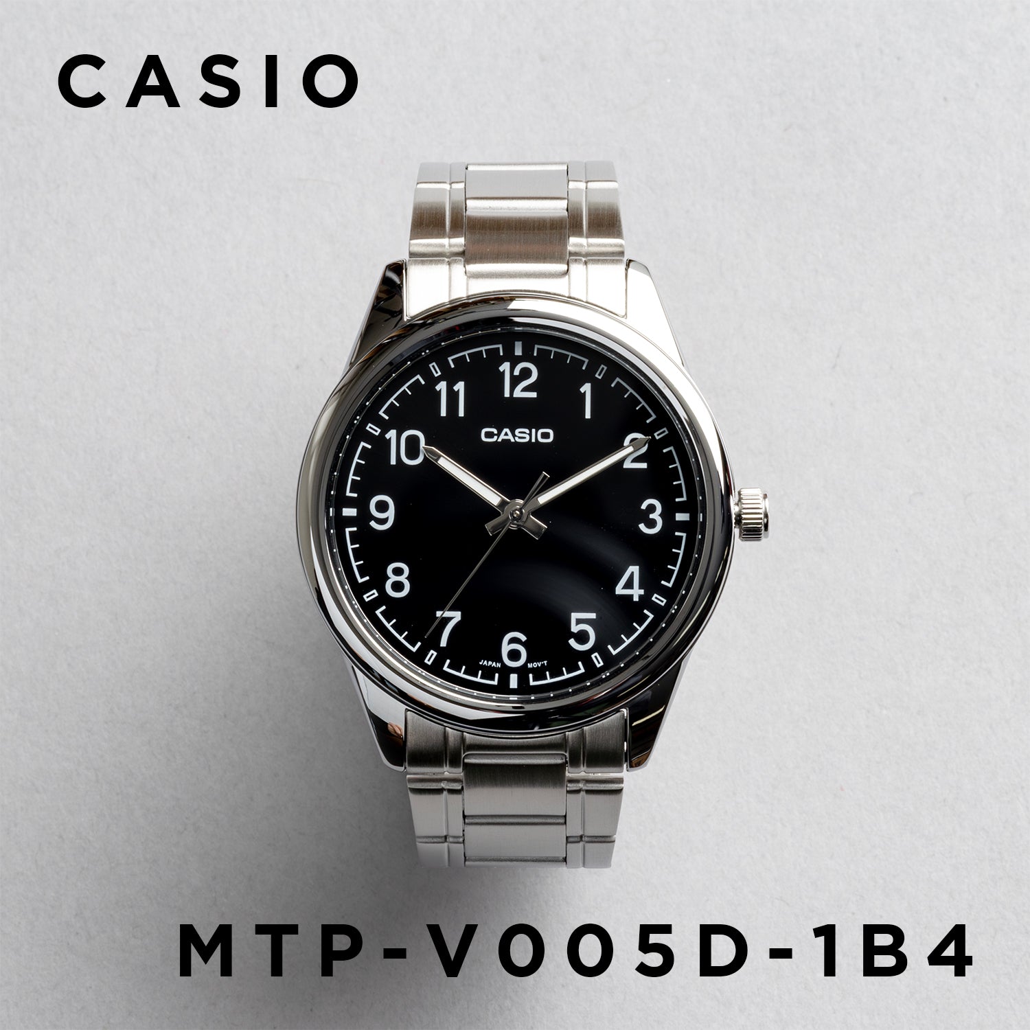 CASIO カシオ MTP-V005D-1B4 シルバー ブラック文字盤 アナログ メンズ 腕時計 正面