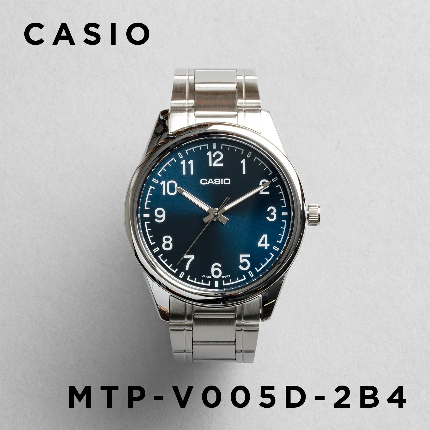 CASIO カシオ MTP-V005D-2B4 シルバー ブルー文字盤 アナログ メンズ 腕時計 正面