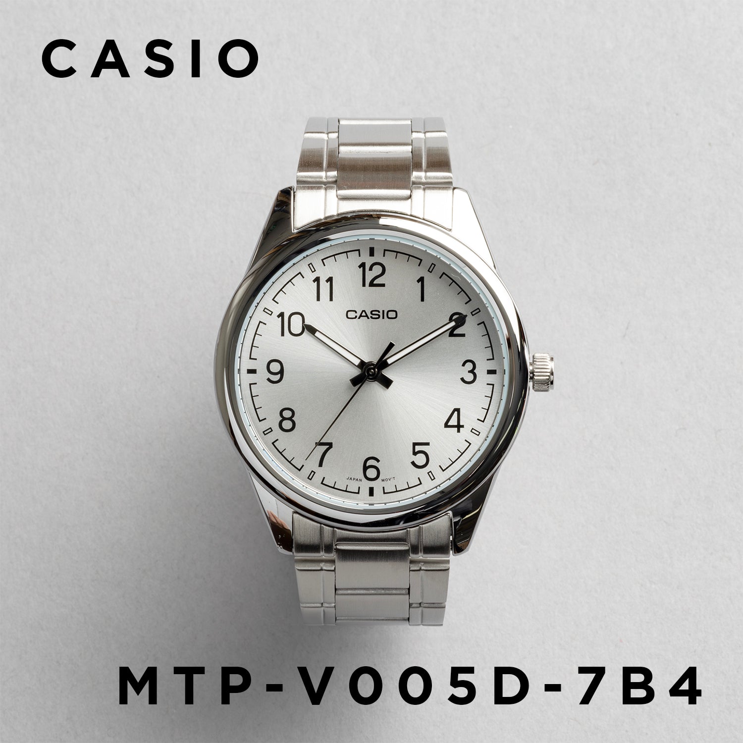 CASIO カシオ MTP-V005D-7B4 シルバー シルバー文字盤 アナログ メンズ 腕時計 正面
