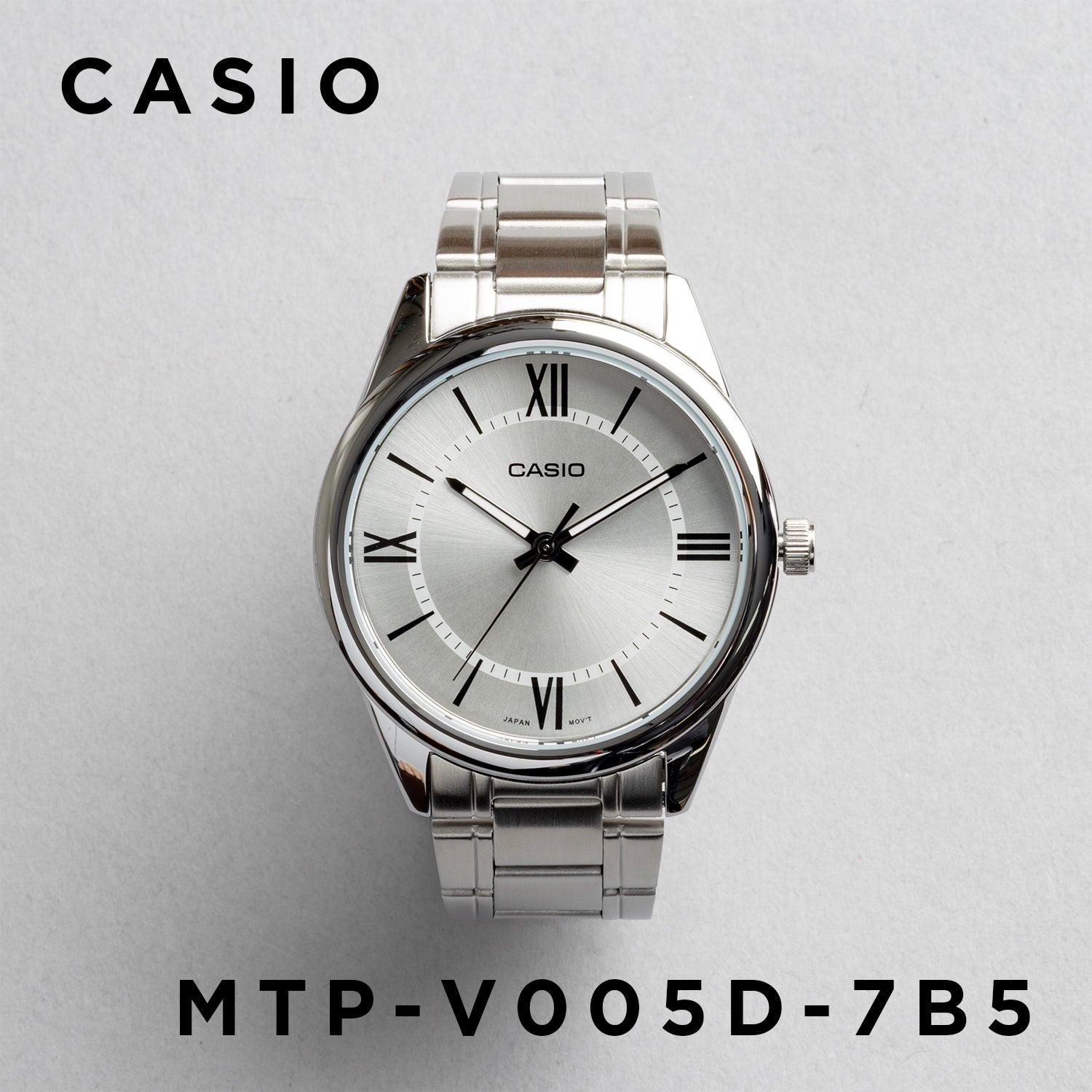 CASIO カシオ MTP-V005D-7B5 シルバー シルバー文字盤 アナログ メンズ 腕時計 正面