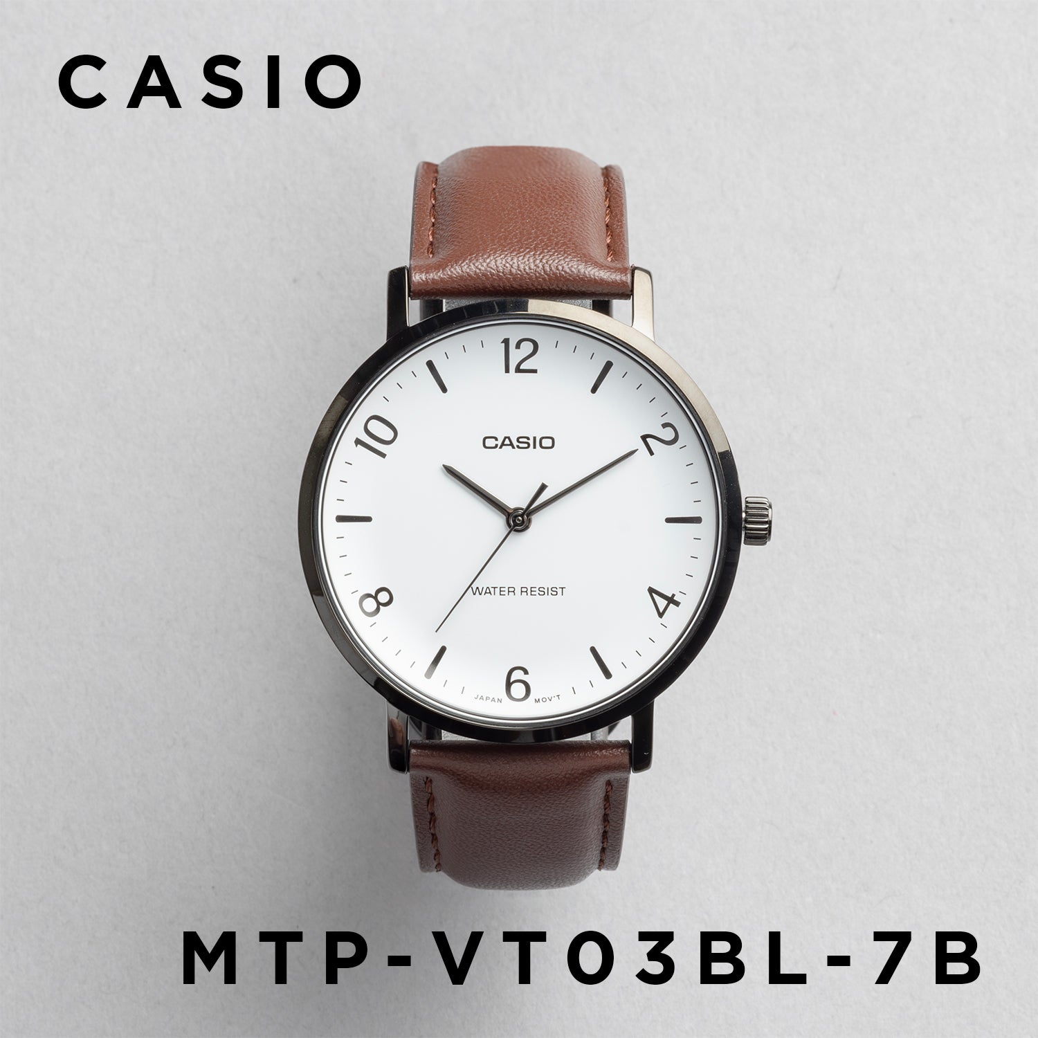 CASIO カシオ MTP-VT03BL-7B ブラウン ホワイト文字盤 アナログ メンズ 腕時計 正面
