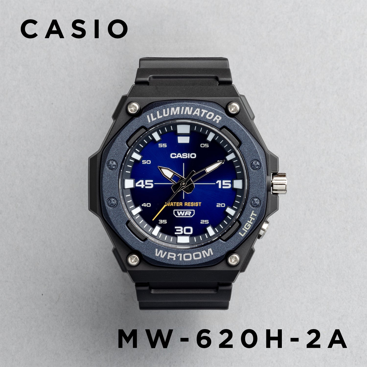 CASIO カシオ MW-620H-2A ブラック ネイビー文字盤 アナログ メンズ 腕時計 正面