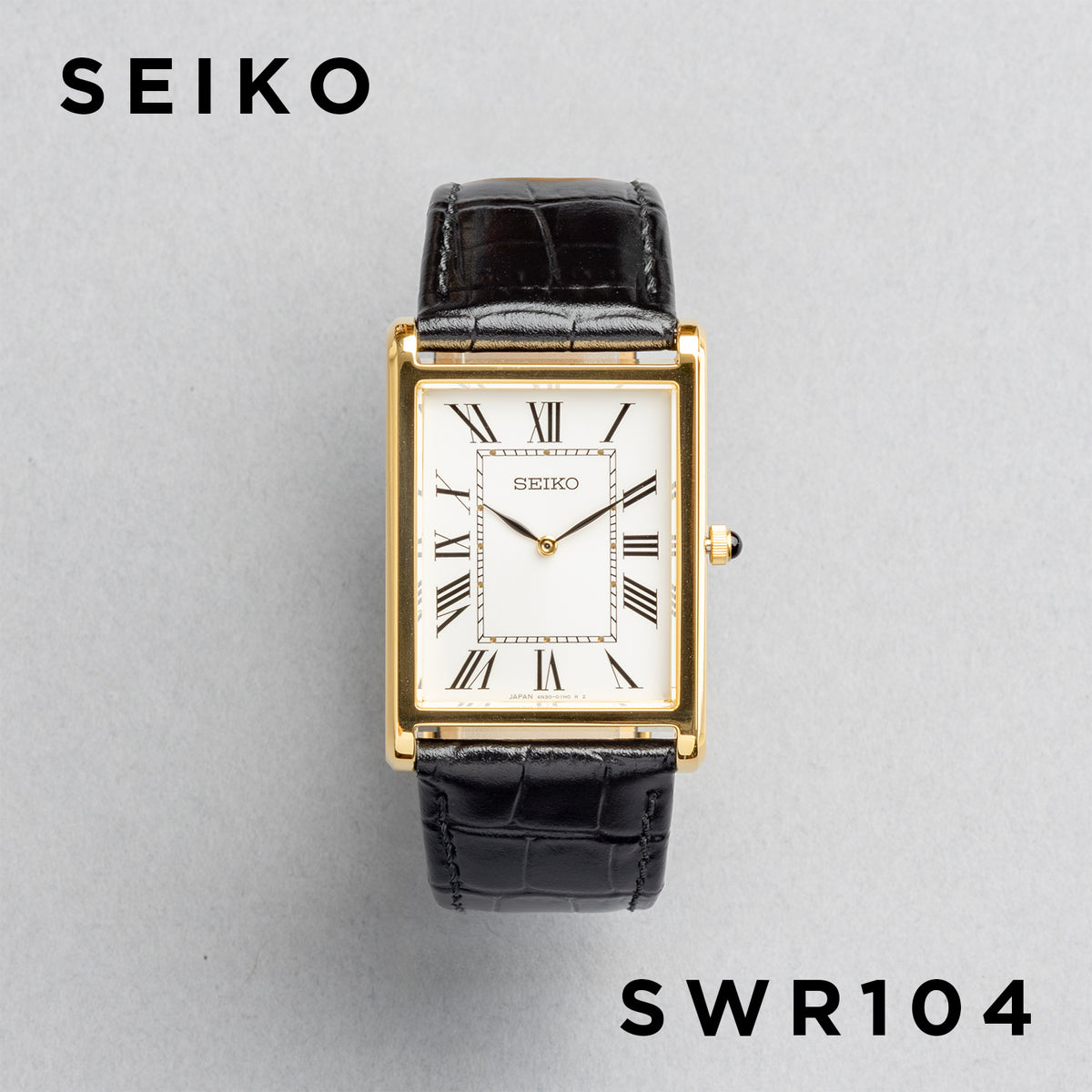 SEIKO セイコー SWR104 ブラック ホワイト文字盤 アナログ メンズ 腕時計 正面