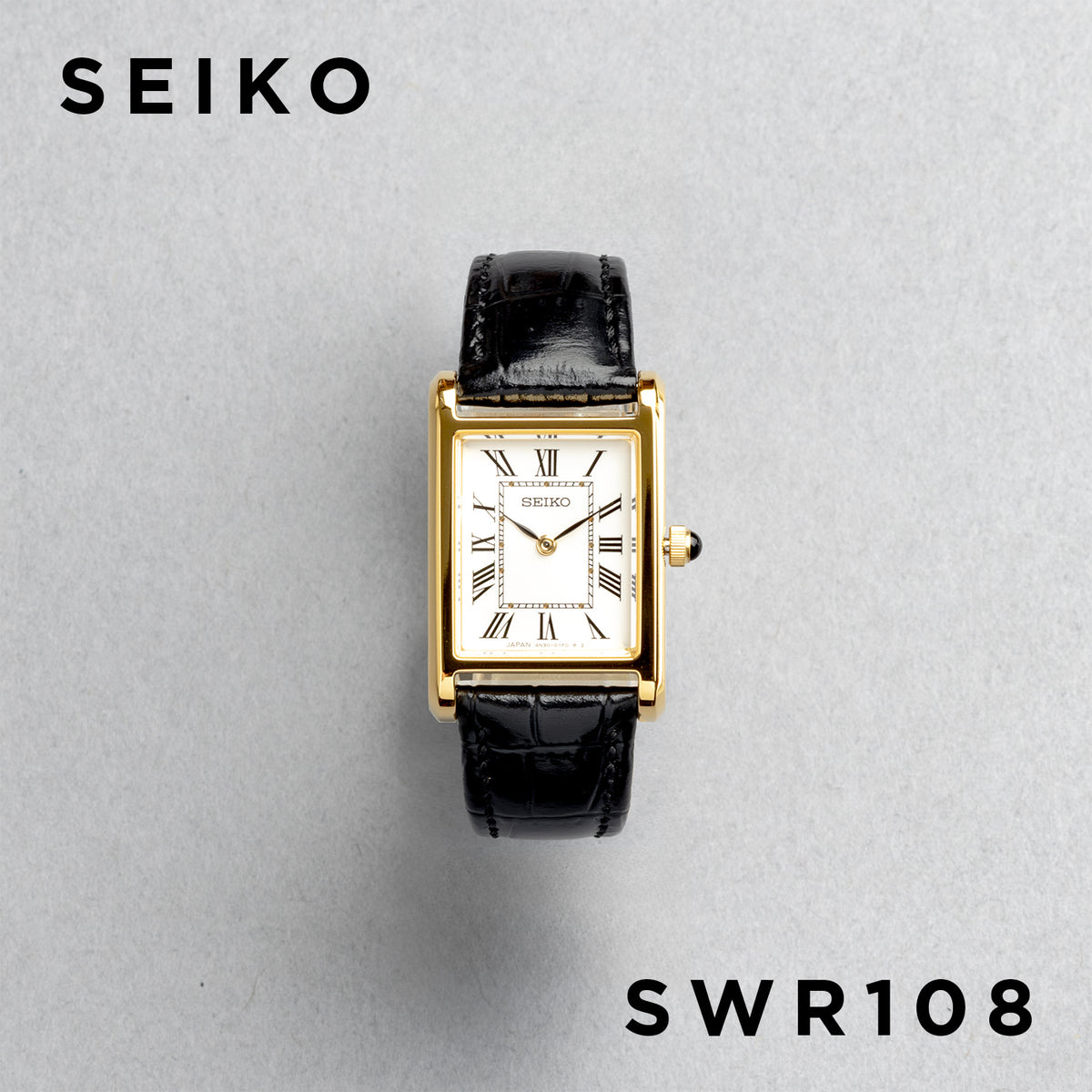 SEIKO セイコー SWR108 ブラック ホワイト文字盤 アナログ レディース 腕時計 正面