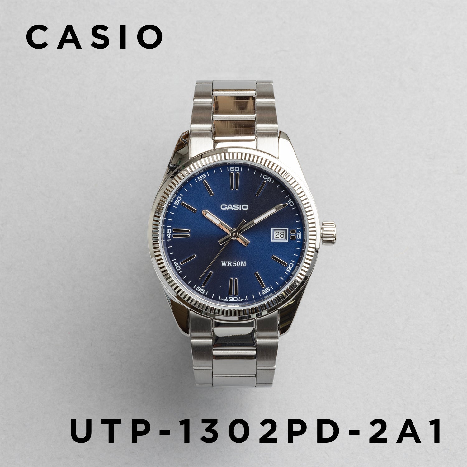 CASIO カシオ UTP-1302PD-2A1 シルバー ブルー文字盤 アナログ ユニセックス 腕時計 正面