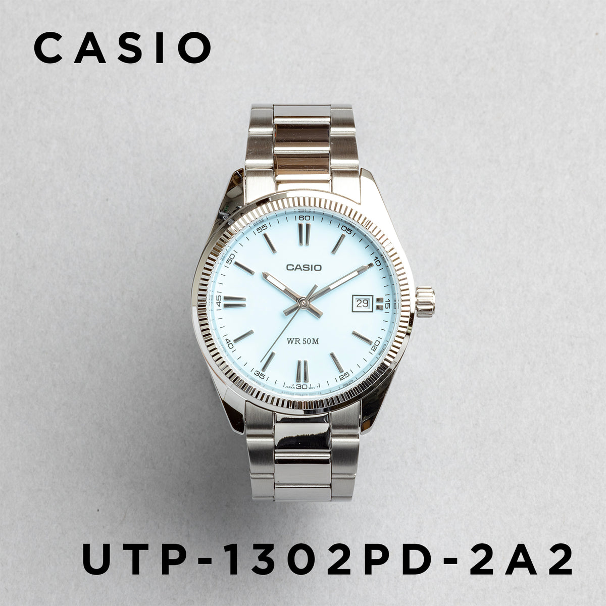 CASIO カシオ UTP-1302PD-2A2 シルバー ブルー文字盤 アナログ ユニセックス 腕時計 正面