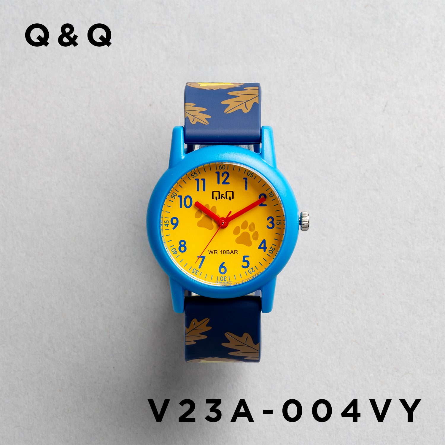 Q&Q QQ V23A-004VY ネイビー イエロー文字盤 アナログ キッズ 腕時計 正面