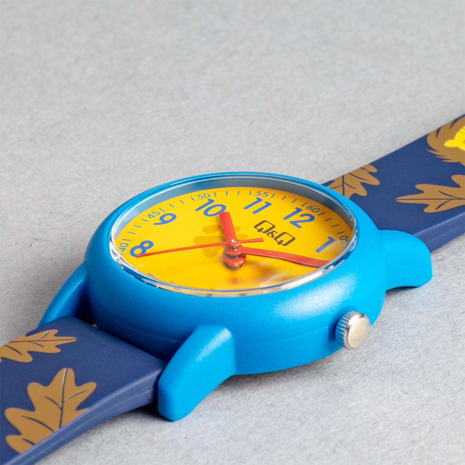 Q&Q QQ V23A-004VY ネイビー イエロー文字盤 アナログ キッズ 腕時計 斜め