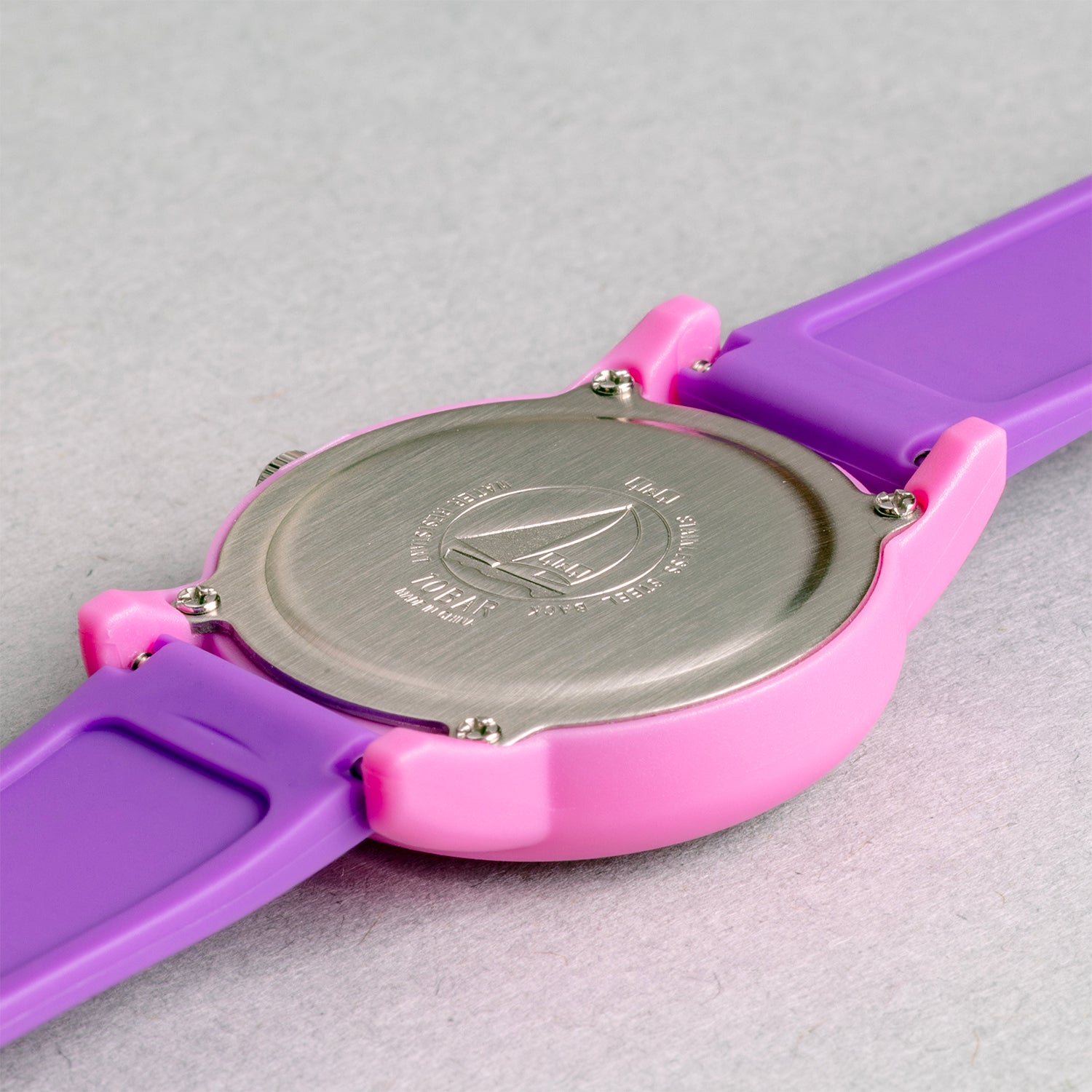 Q&Q QQ V23A-007VY パープル ホワイト文字盤 アナログ キッズ 腕時計 ケースバック