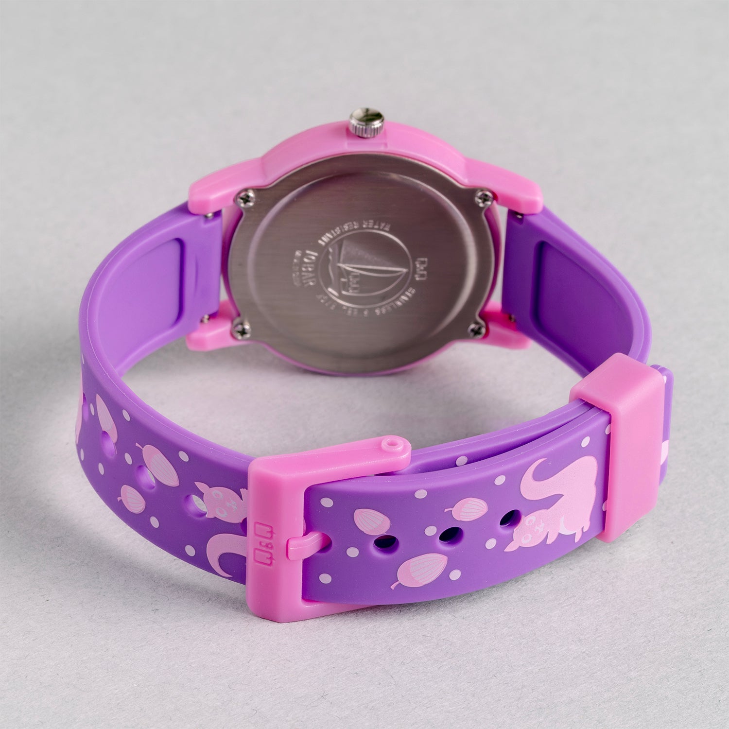 Q&Q QQ V23A-007VY パープル ホワイト文字盤 アナログ キッズ 腕時計 ベルト