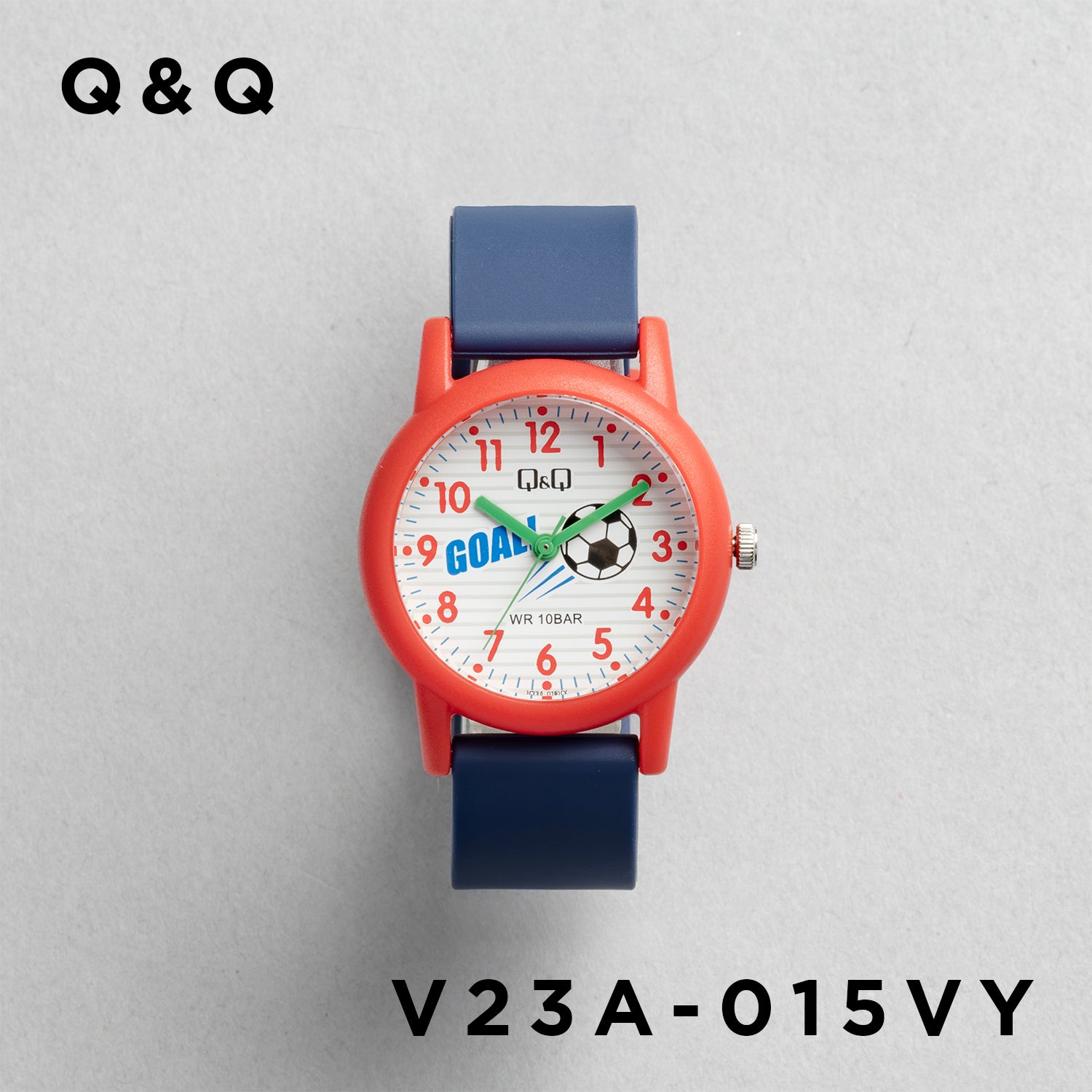 Q&Q QQ V23A-015VY ネイビー ホワイト文字盤 アナログ キッズ 腕時計 正面