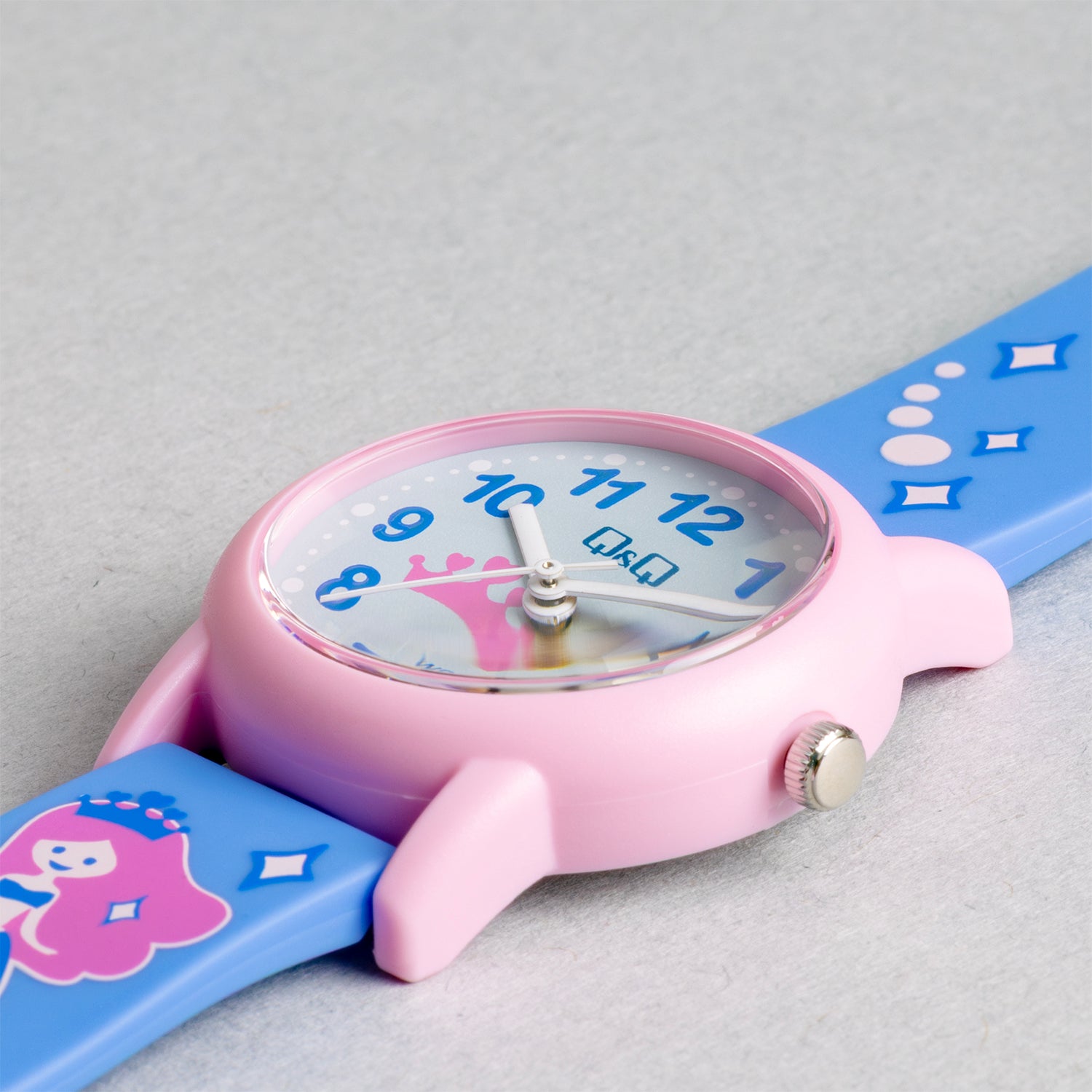 Q&Q QQ V23A-019VY ブルー ブルー文字盤 アナログ キッズ 腕時計 斜め