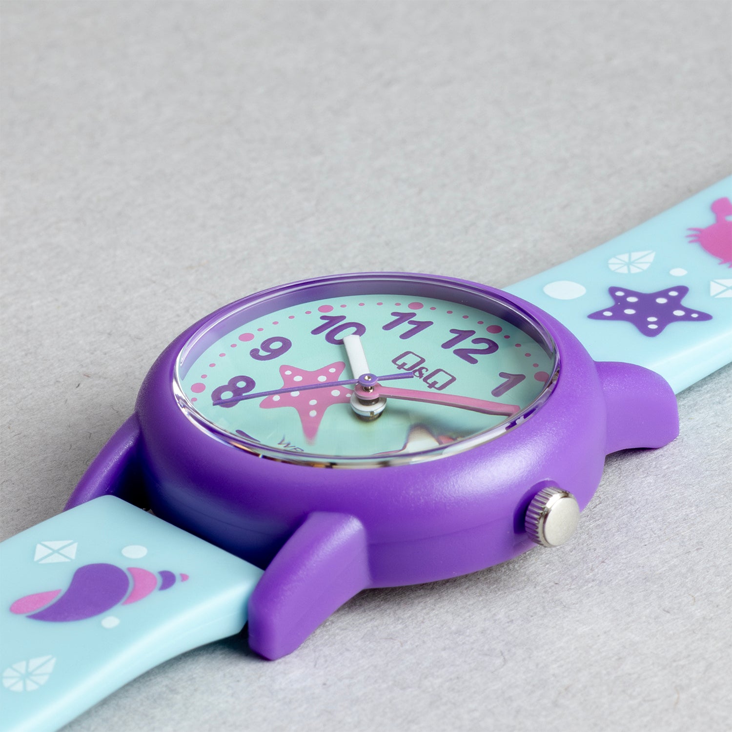 Q&Q QQ V23A-020VY ブルー ブルー文字盤 アナログ キッズ 腕時計 斜め