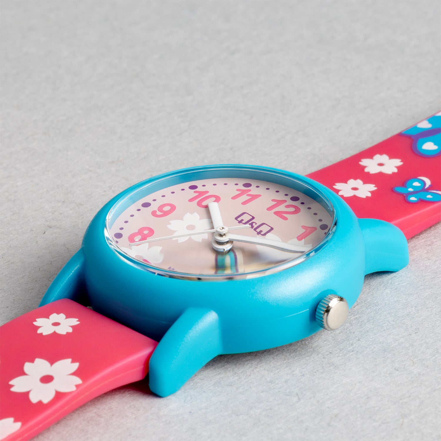 Q&Q QQ V23A-021VY ピンク ピンク文字盤 アナログ キッズ 腕時計 斜め