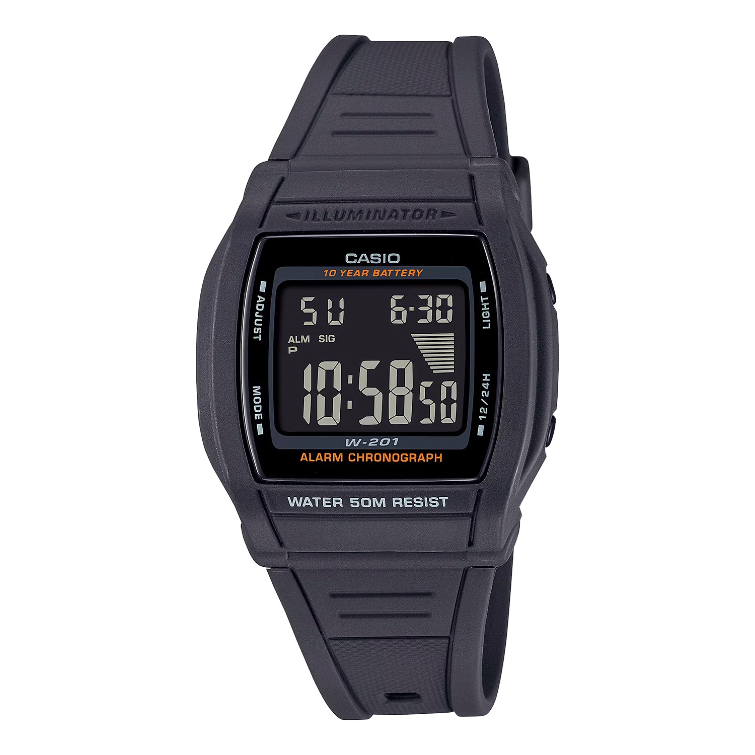 Casio Standard Mens W-201-1B. 腕時計 w-201-1b