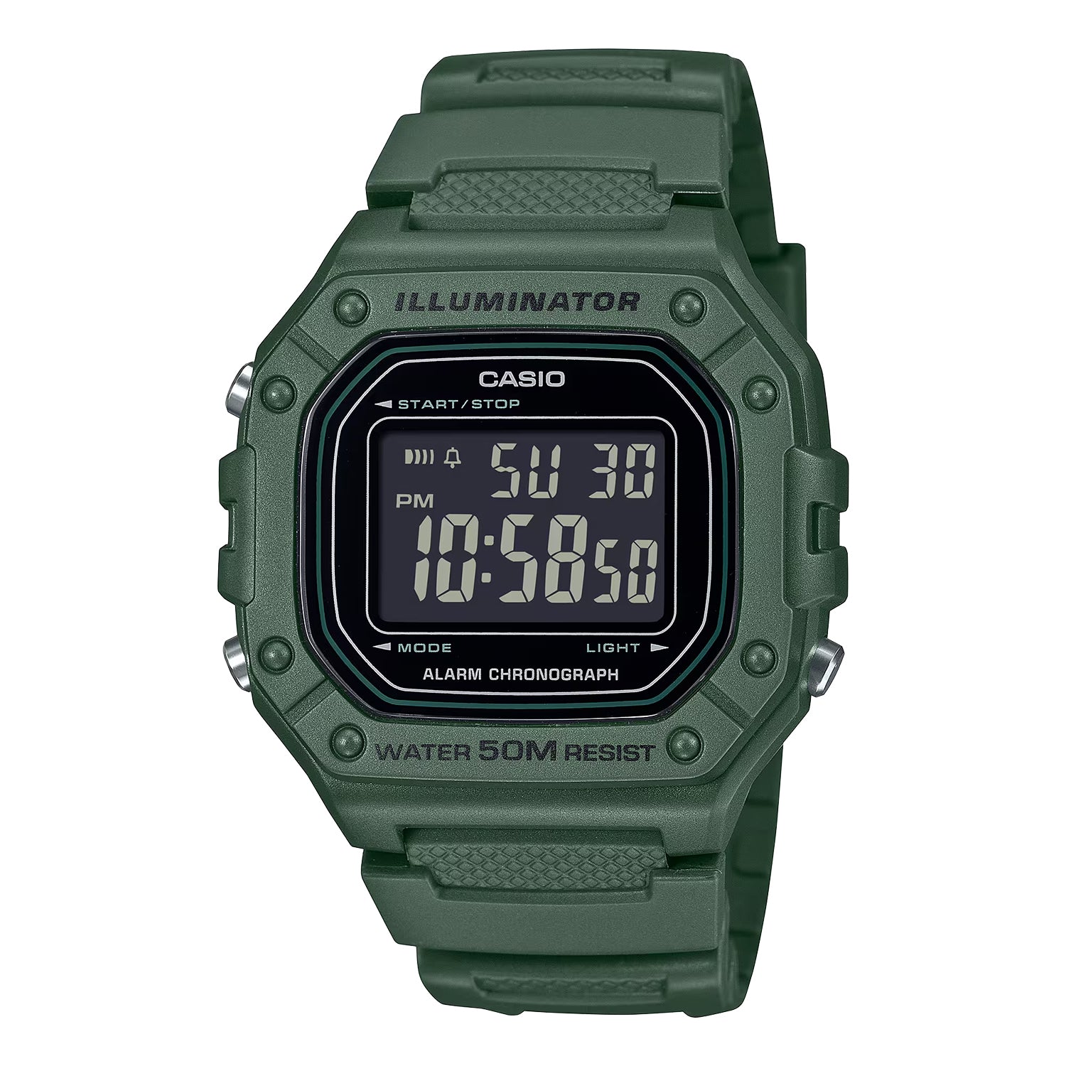 CASIO カシオ W-218H-3B カーキ ブラック文字盤 デジタル メンズ 腕時計