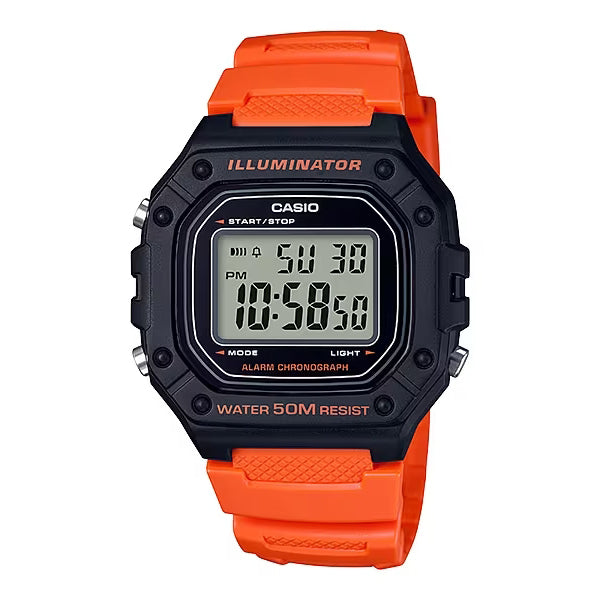 CASIO カシオ W-218H-4B2 オレンジ ブラック文字盤 デジタル メンズ 腕時計