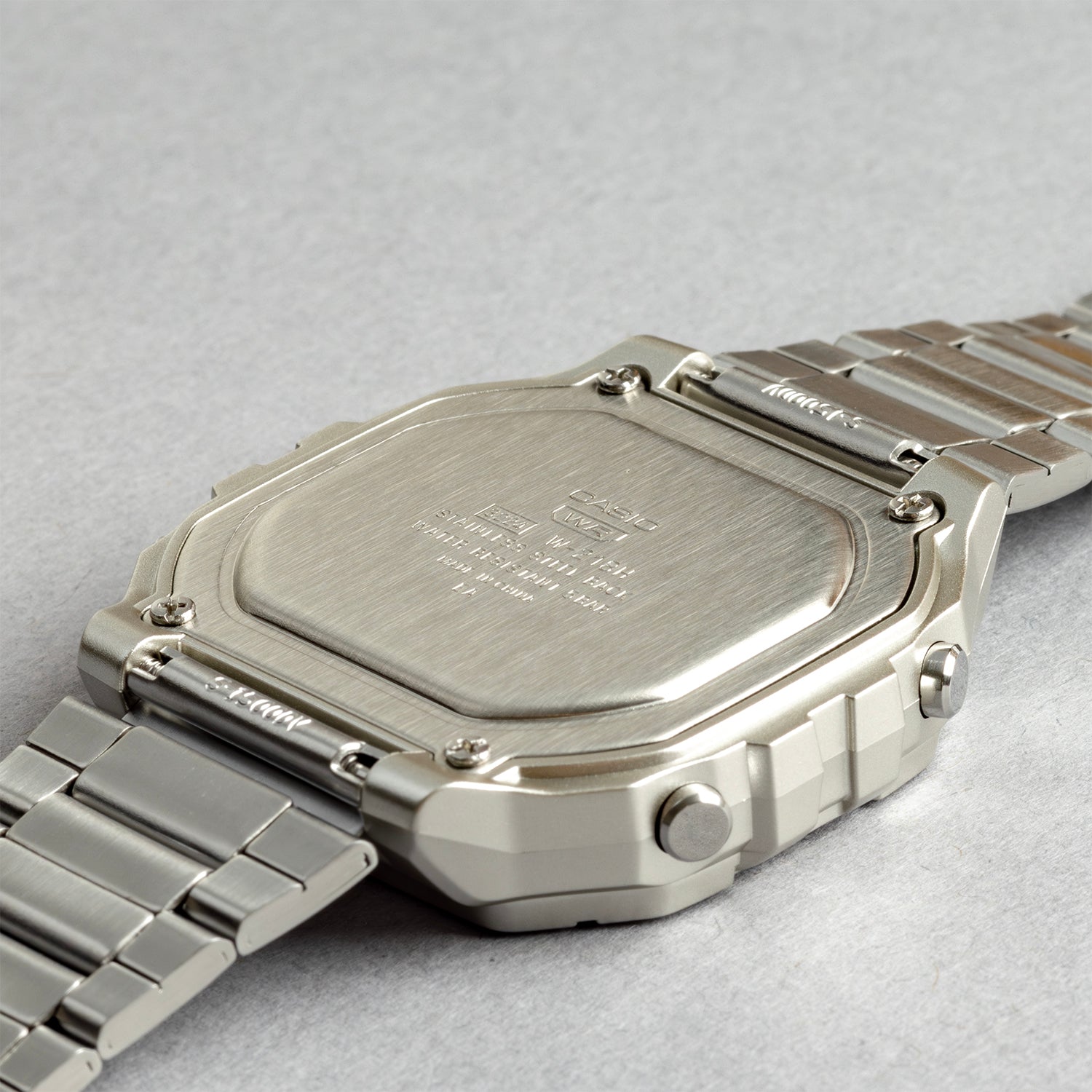 CASIO カシオ W-218HD-3A シルバー グリーン文字盤 デジタル メンズ 腕時計 ケースバック