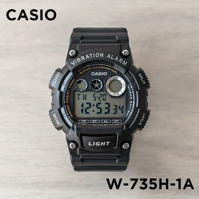 CASIO カシオ W-735H-1A ブラック ブラック文字盤 デジタル メンズ 腕時計 正面