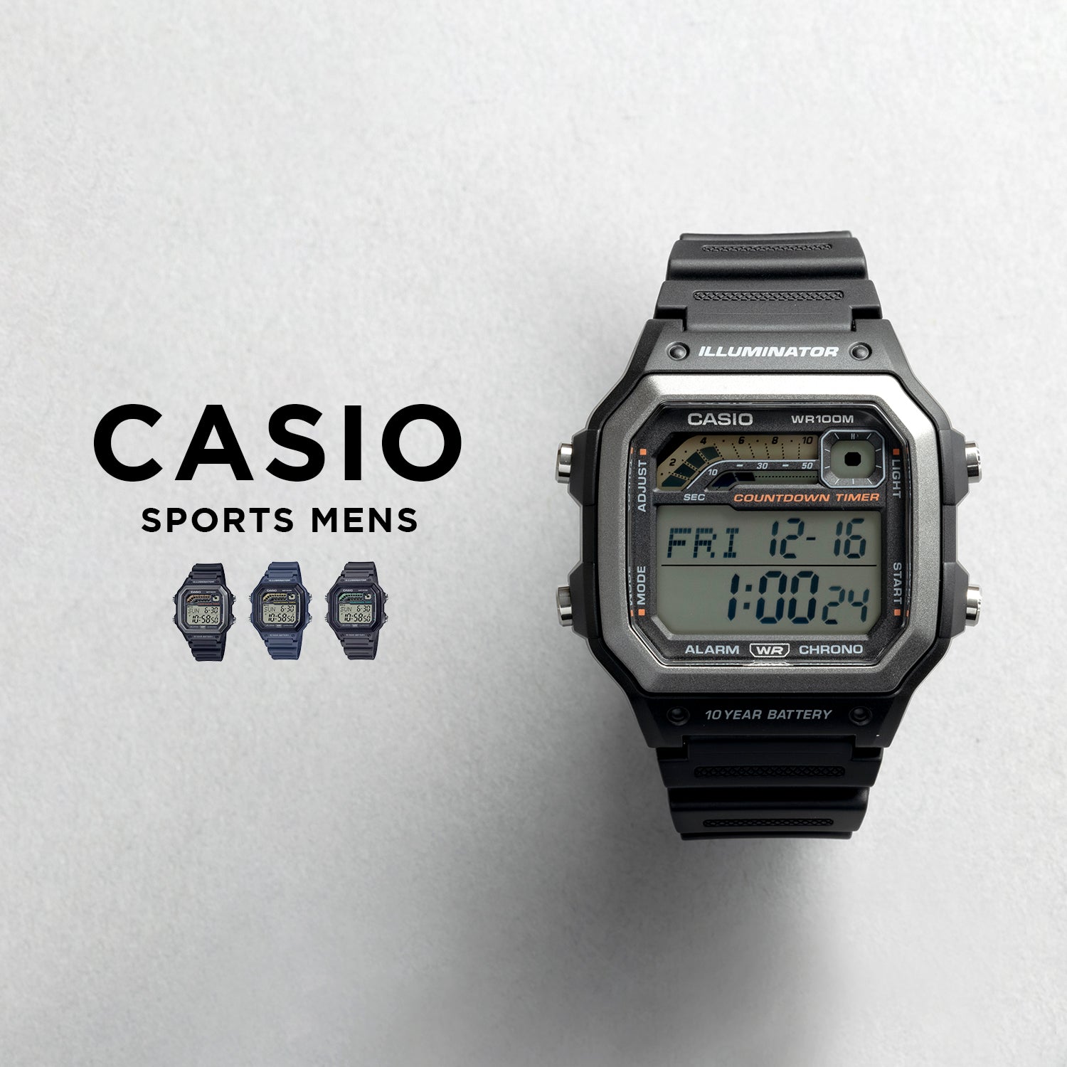 Casio Sports Mens WS-1600H. 腕時計 ws-1600h_1