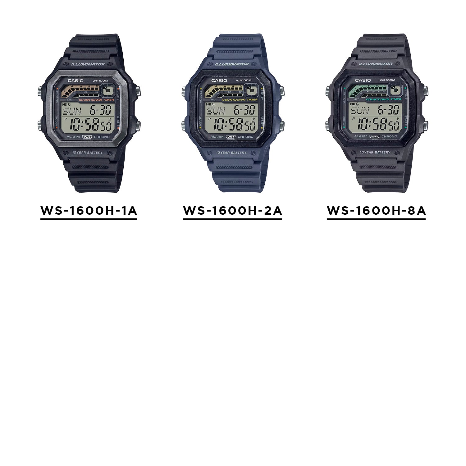 Casio Sports Mens WS-1600H. 腕時計 ws-1600h_2