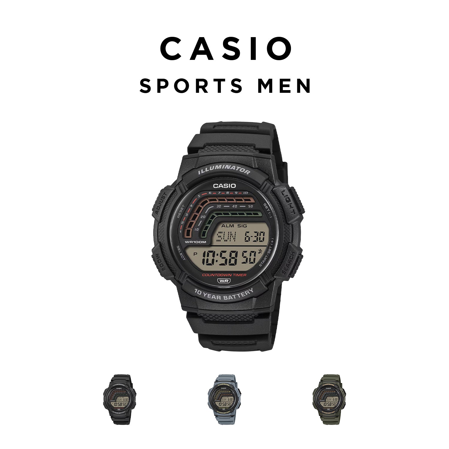 CASIO カシオ WS-1800 デジタル メンズ 腕時計