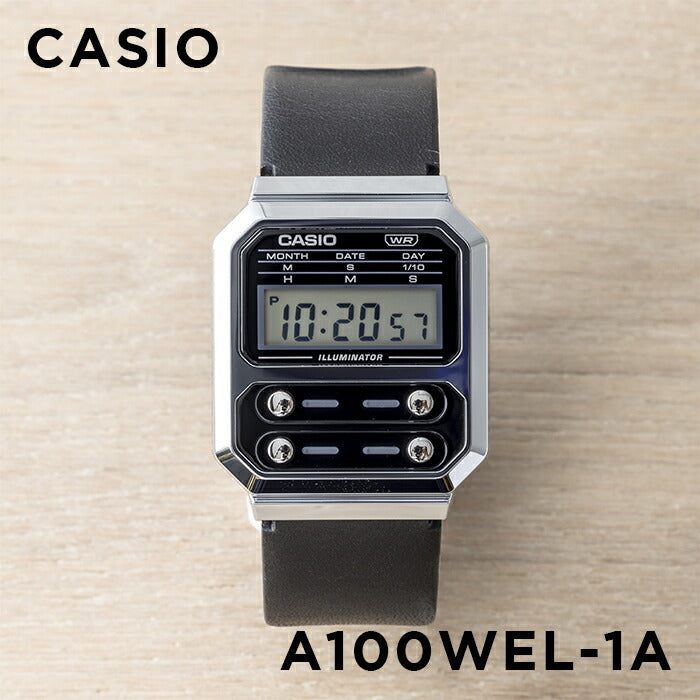 【10年保証】【日本未発売】CASIOSTANDARDカシオスタンダードA100WEL-1A腕時計時計ブランドメンズレディースキッズ子供男の子女の子チープカシオチプカシデジタル日付カレンダーブラック黒レザー革ベルト海外モデルギフトプレゼント