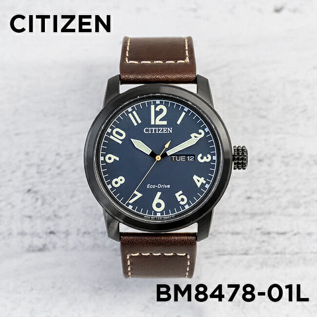 【日本未発売】CITIZENシチズンエコドライブチャンドラーBM8478-01L腕時計時計ブランドメンズ逆輸入ミリタリーアナログソーラーブラック黒ネイビーレザー革ベルト海外モデルギフトプレゼント