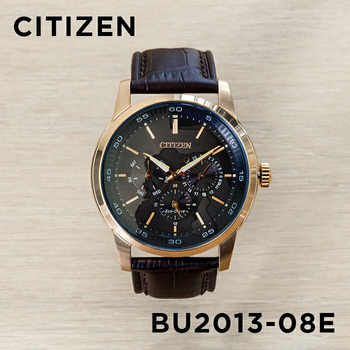 【日本未発売】CITIZENシチズンエコドライブドレスBU2013-08E腕時計時計ブランドメンズ逆輸入アナログソーラーローズゴールド金ブラック黒レザー革ベルト海外モデルギフトプレゼント