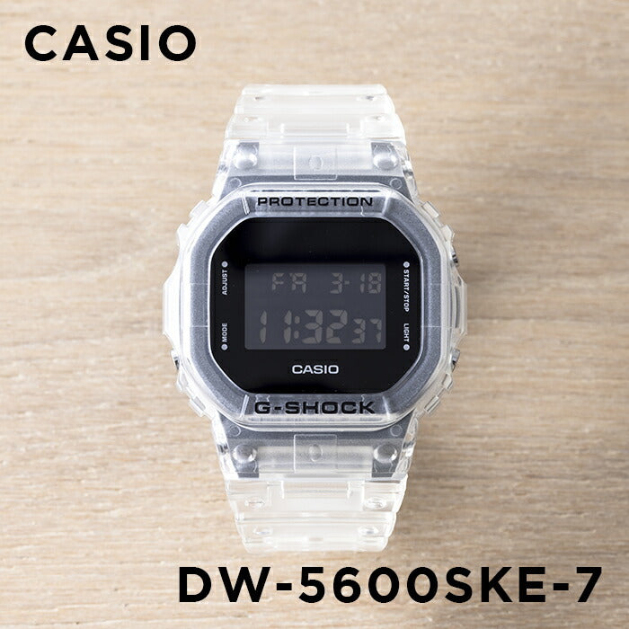 【10年保証】CASIOG-SHOCKカシオGショックDW-5600SKE-7腕時計時計ブランドメンズキッズ子供男の子デジタル日付カレンダー防水ホワイト白ブラック黒スケルトンクリアギフトプレゼント