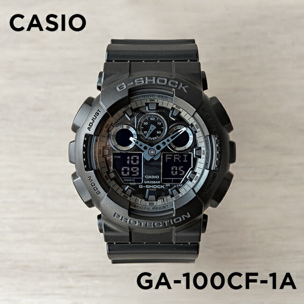 【10年保証】CASIOG-SHOCKカシオGショックGA-100CF-1A腕時計メンズキッズ子供男の子アナデジ防水ブラック黒オールブラックカモフラージュ迷彩