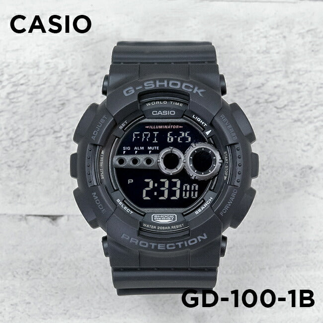 【10年保証】CASIOG-SHOCKカシオGショックGD-100-1B腕時計時計ブランドメンズキッズ子供男の子デジタル日付カレンダー防水ブラック黒オールブラックギフトプレゼント