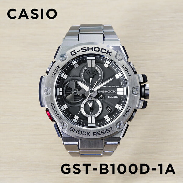 【10年保証】CASIOG-SHOCKカシオGショックGスチールGST-B100D-1A腕時計時計ブランドメンズキッズ子供男の子クロノグラフアナログソーラーブルートゥース日付カレンダー防水ブラック黒シルバーギフトプレゼント