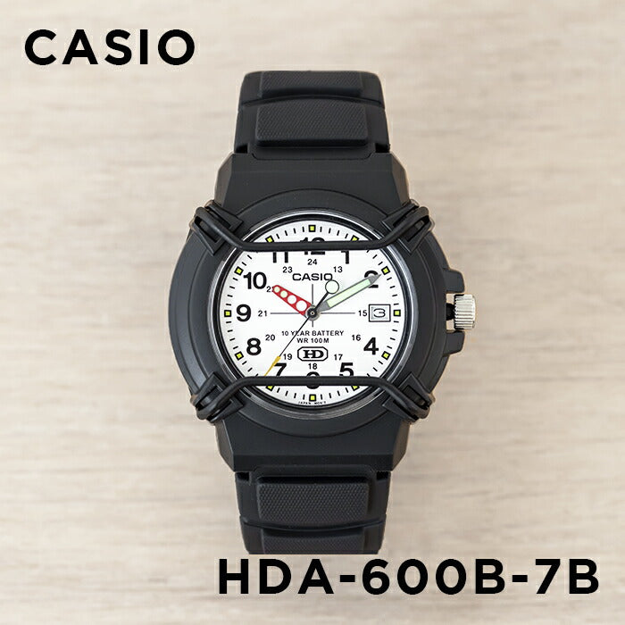 【10年保証】CASIOカシオスポーツHDA-600B-7B腕時計時計ブランドメンズレディースキッズ子供男の子女の子チープカシオチプカシアナログ日付カレンダー防水ブラック黒ホワイト白ギフトプレゼント