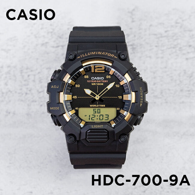 【10年保証】【日本未発売】CASIOSTANDARDカシオスタンダードHDC-700-9A腕時計時計ブランドメンズレディースキッズ子供男の子女の子チープカシオチプカシアナデジ日付カレンダー防水ブラック黒ゴールド金海外モデルギフトプレゼント