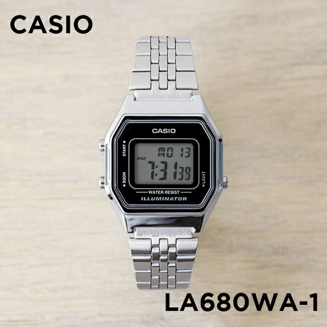 【10年保証】CASIOカシオスタンダードレディースLA680WA-1腕時計キッズ子供女の子チープカシオチプカシデジタル日付シルバーブラック黒