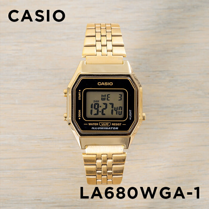 【10年保証】【日本未発売】CASIOSTANDARDカシオスタンダードLA680WGA-1腕時計時計ブランドレディースキッズ子供女の子チープカシオチプカシデジタル日付カレンダーゴールド金ブラック黒海外モデルギフトプレゼント