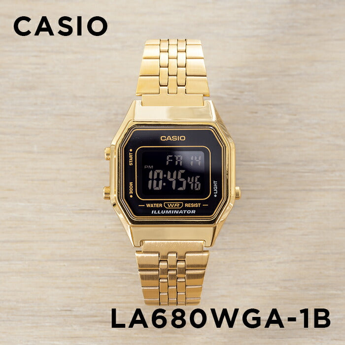 【10年保証】【日本未発売】CASIOSTANDARDカシオスタンダードLA680WGA-1B腕時計時計ブランドレディースキッズ子供女の子チープカシオチプカシデジタル日付カレンダーゴールド金ブラック黒海外モデルギフトプレゼント