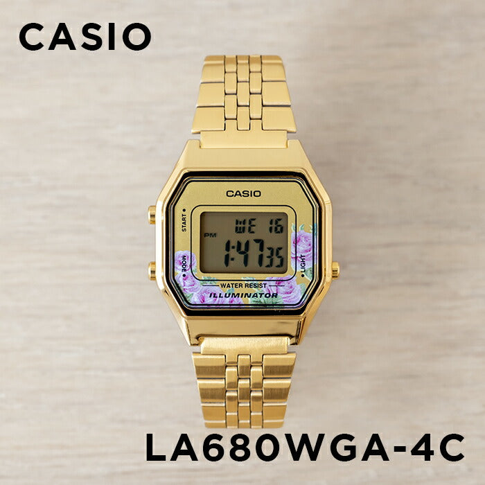 【10年保証】【日本未発売】CASIOSTANDARDカシオスタンダードLA680WGA-4C腕時計時計ブランドレディースキッズ子供女の子チープカシオチプカシデジタル日付カレンダーゴールド金花柄海外モデルギフトプレゼント